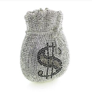 Glamorous Silver Rhinestone Clutch Wristlet